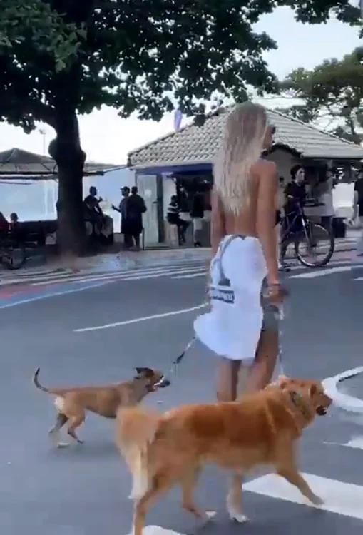 Femeia se plimba cu sânii la vedere Foto: captură Twitter