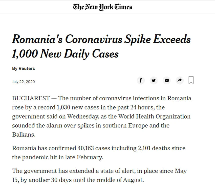 Situația dramatică din Balcani, unde România este fruntașă la numărul de infecții cu Covid-19, a ajuns subiect de discuție până în America