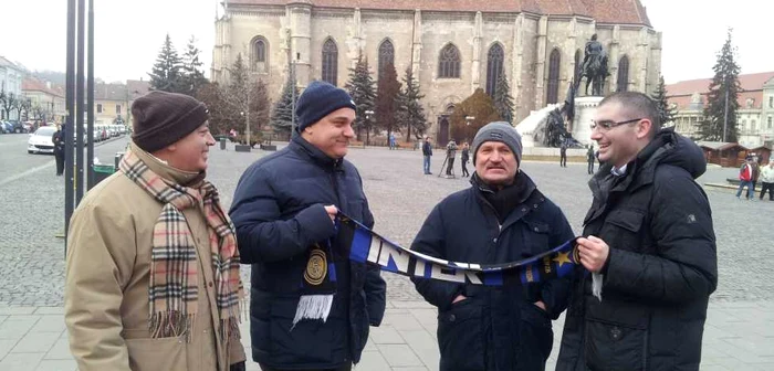 Antonio, Antonello, Gianclaudio şi Giussepe au venit la Cluj pentru meci şi stau până sâmbătă. FOTO: Remus Florescu