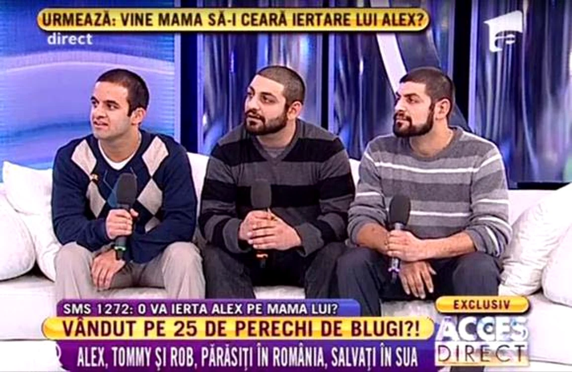 Alex (stânga) şi Tommy (mijloc) au fost adoptaţi de familia Tripple, iar Rob de o altă familie de americani, stabilită la doar două ore distanţă