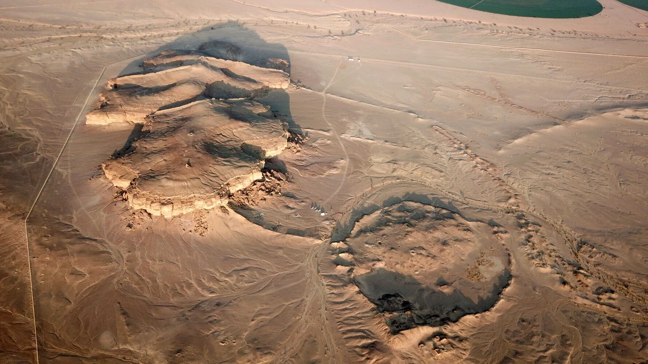 Fotografie aeriană a oazei Qurayyah (© Marta Luciani, Qurayyah Joint Archaeological Project CCBY 4.0