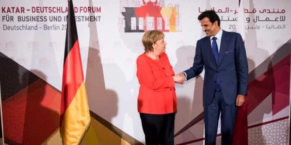 Angela Merkel si Tamim bin Hamad Al-Thani FOTO AFP 