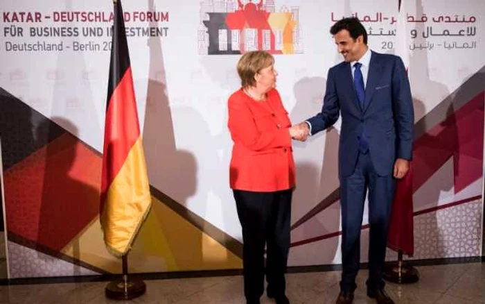 Angela Merkel si Tamim bin Hamad Al-Thani FOTO AFP