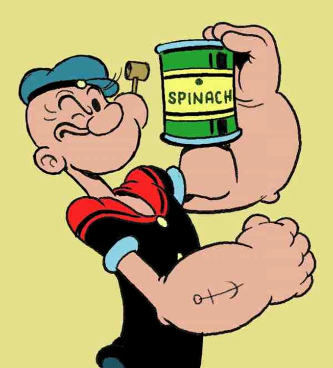 Pe vremea când erai copil, credeai că vei avea la fel de mulți mușchi ca Popeye Marinarul, dacă mănânci zilnic spanac