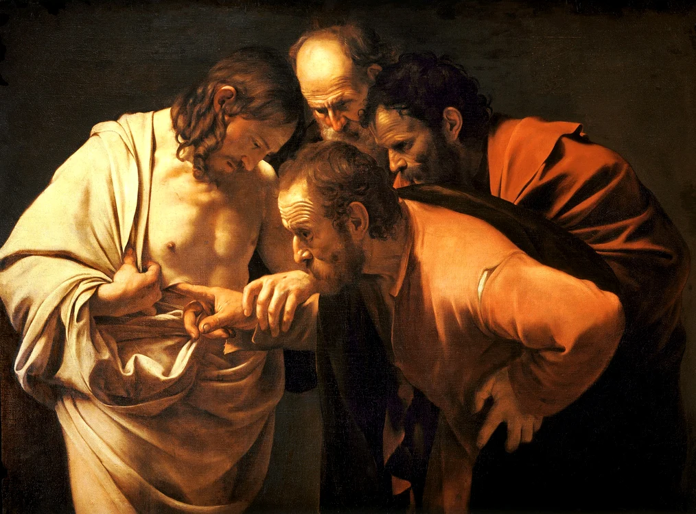 Reproducerere a celebrei picturi a lui Caravaggio „The Incredulity of Saint Thomas” Foto Caravaggio
