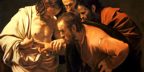 Toma Necredinciosul în reproducererea celebrei picturi a lui Caravaggio Foto Caravaggio com jpg