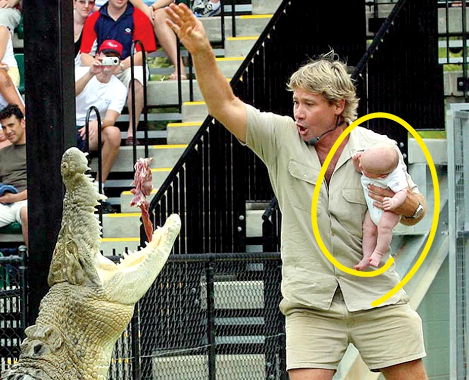 2004  Steve Irwin  îşi ţinea fiul  în braţe la  show-urile  cu crocodili