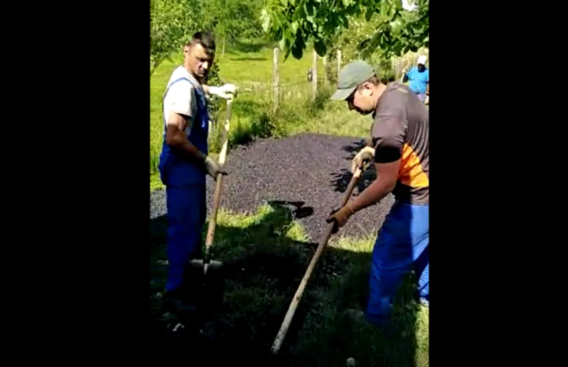 Asfaltul a fost întins pe drum fără nicio pregătire prealabilă