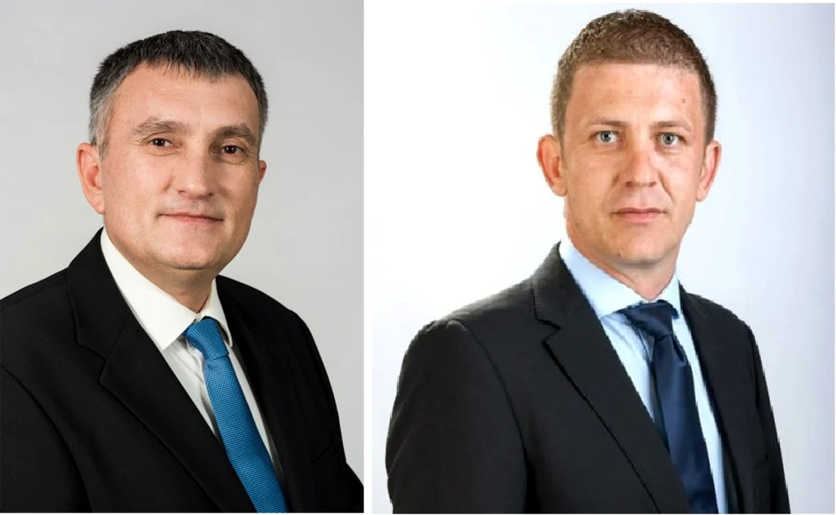 Cristian Buican - liderul PNL Vâlcea - secretar al Camerei Deputaţilor şi Victor Stănculescu - vicepreşedinte PNL Vâlcea nomonalizat la şefia Inspectoratului de Stat în Construcţii Foto colaj
