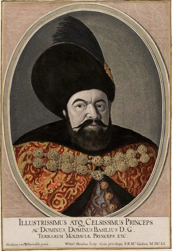 Vasile Lupu (1595-1661). Gravură din 1651 realizată de Dirk Jansz van Santen