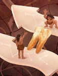O ilustrație care arată cum analiza smalțului dentar a dezvăluit conexiuni surprinzătoare între grupurile umane arhaice (© Institutul de Paleontologie a Vertebratelor și Paleoantropologie, Academia Chineză de Științe)