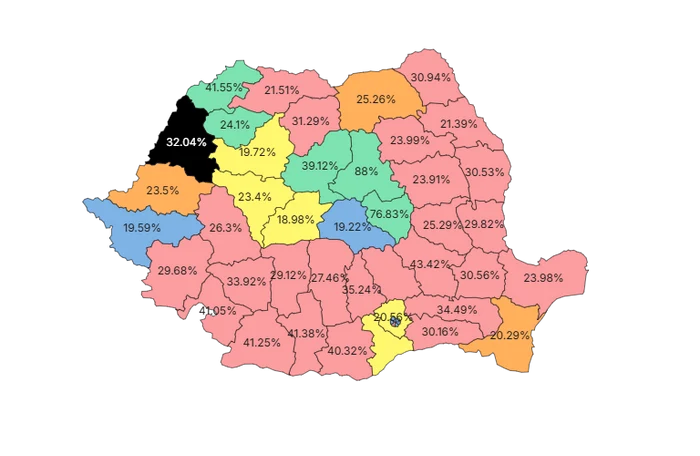 Hartă județe FOTO: AEP