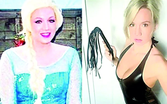 Jemma Clark, o escortă bisexuală în vârstă de 24 de ani, îi încântă pe copii costumându-se în prinţesa Elsa, personaj din animaţia de succes „Frozen”, fiind una dintre cele mai iubite apariţii la aniversările puştilor. FOTO The Sun
