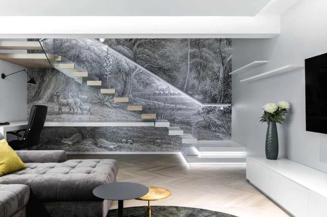 Amenajare open space duplex pe dubla inaltime_trepte in consola_Studio2.1 Bucuresti 