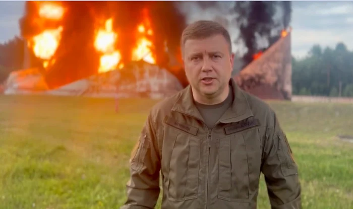 Incendiu în Rivne după un atac cu drone Captură Vitali Koval/ Telegram