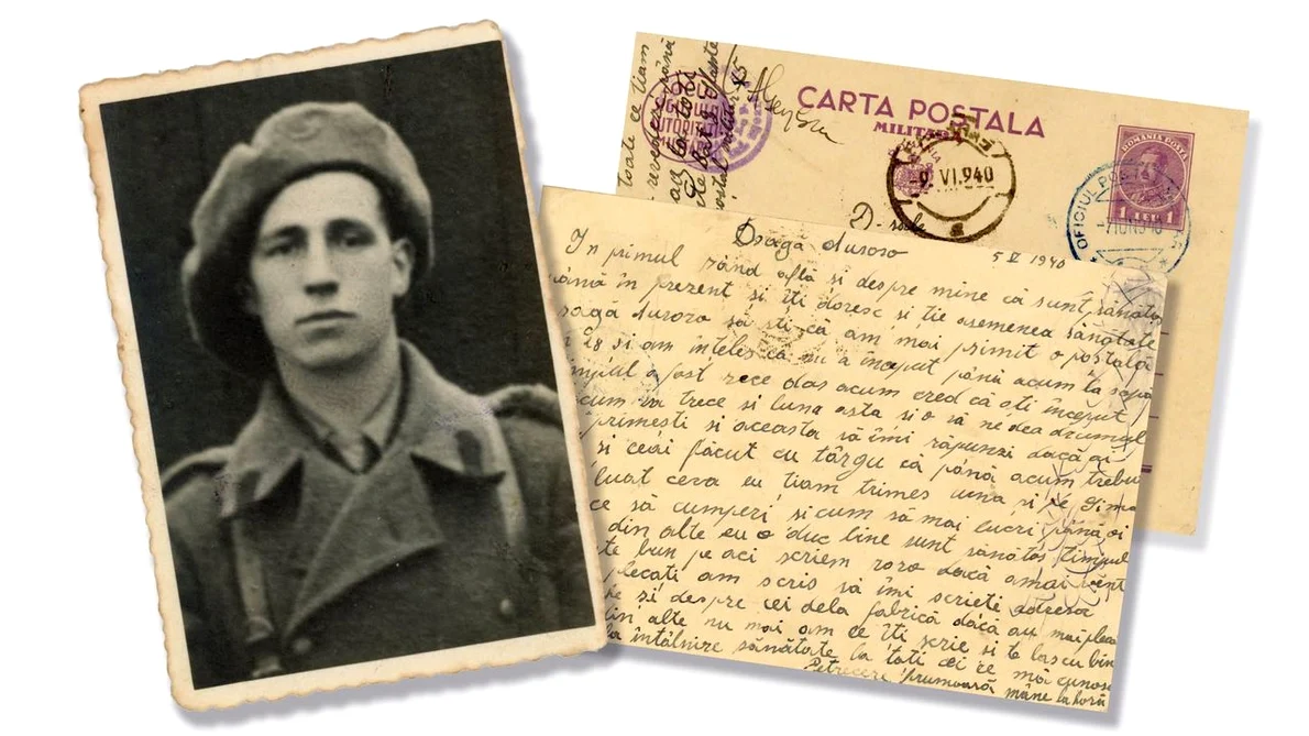O carte poștală trimisă de un soldat soției sale,  în timpul celui de-Al Doilea Război Mondial