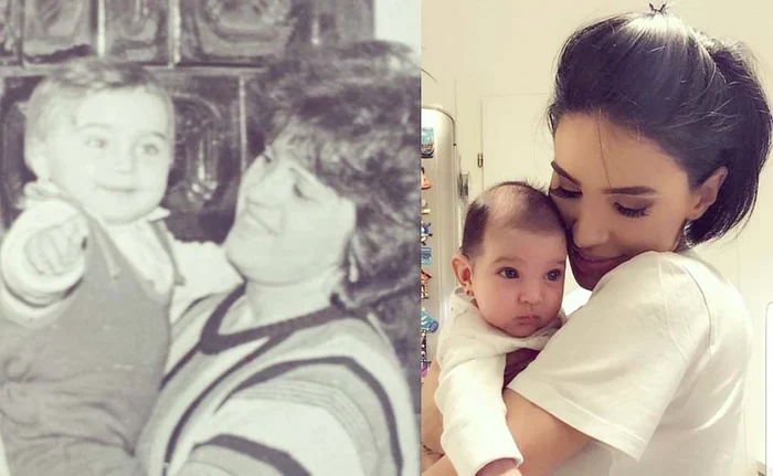 
    1989. Adelina Pestriţu, la  vârsta de doi ani, în  braţele mamei ei. 2018. Adelina şi fiica ei de  aproape 4 luni,  Zenaida Maria  