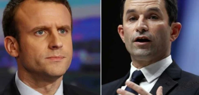 Tehno-optimistul Emmanuel Macron (stânga) şi tehno-pesimistul Benoit Hamon (dreapta), doi candidaţi la preşedinţia Franţei