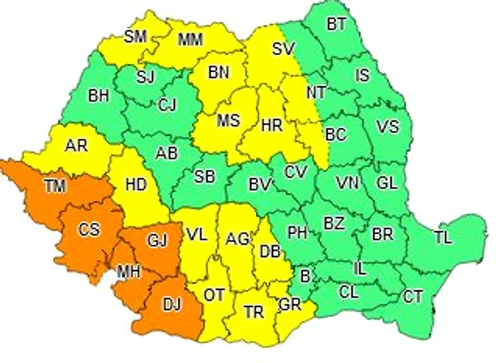 Harta județelor afectate