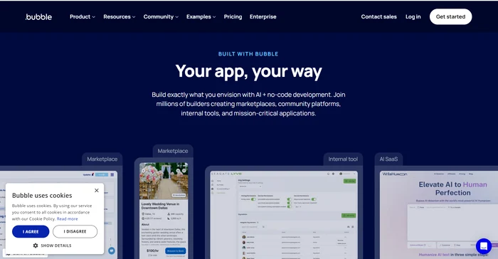 Infractorii folosesc platforme de tip no-code pentru a ocoli sistemele de securitate. Foto bubble.io