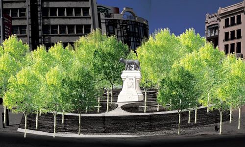 Statuia Lupoaicei din Piaţa Roma va fi înconjurată de copaci jpeg