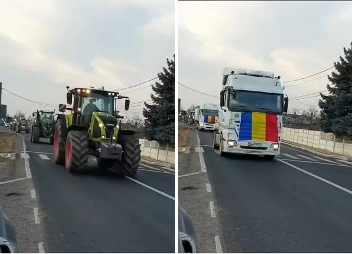 Protestul fermierilor şi transportatorilor din Bihor a blocat şoselele. Foto: Captura Facebook