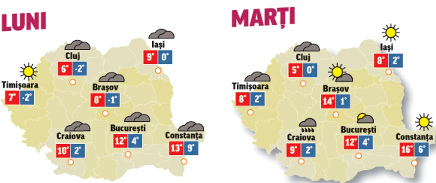 Prognoza meteo 22 noiembrie anunță că ploile își restrâng aria de acoperire