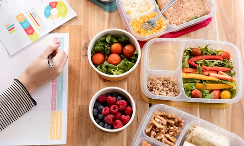 top view delicious meal boxes work concept jpg