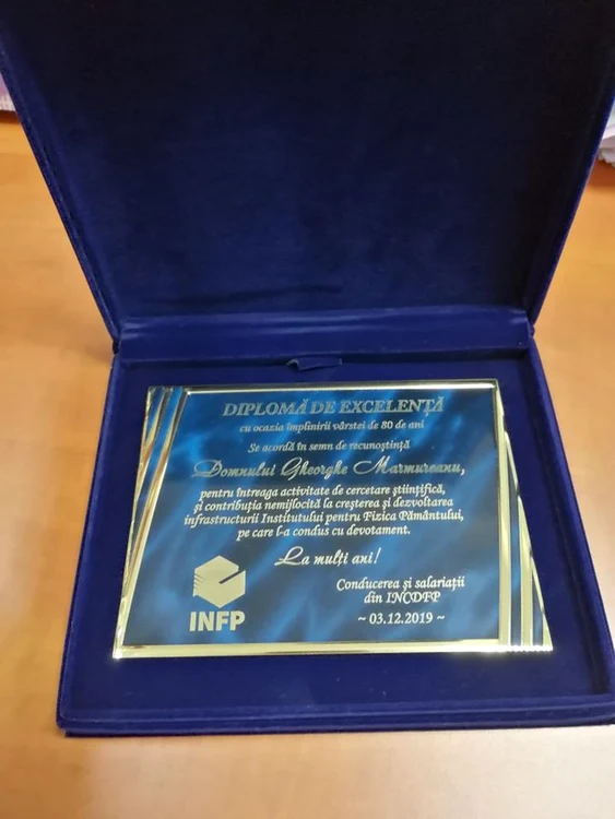 Gheorghe Mărmureanu a primit o diplomă de excelență din partea INFP