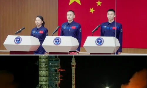 China a trimis trei astronauţi la staţia sa spaţială foto captura video youtube ap si ShanghaiEye png