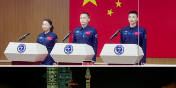 China a trimis trei astronauţi la staţia sa spaţială foto captura video youtube ap si ShanghaiEye  png