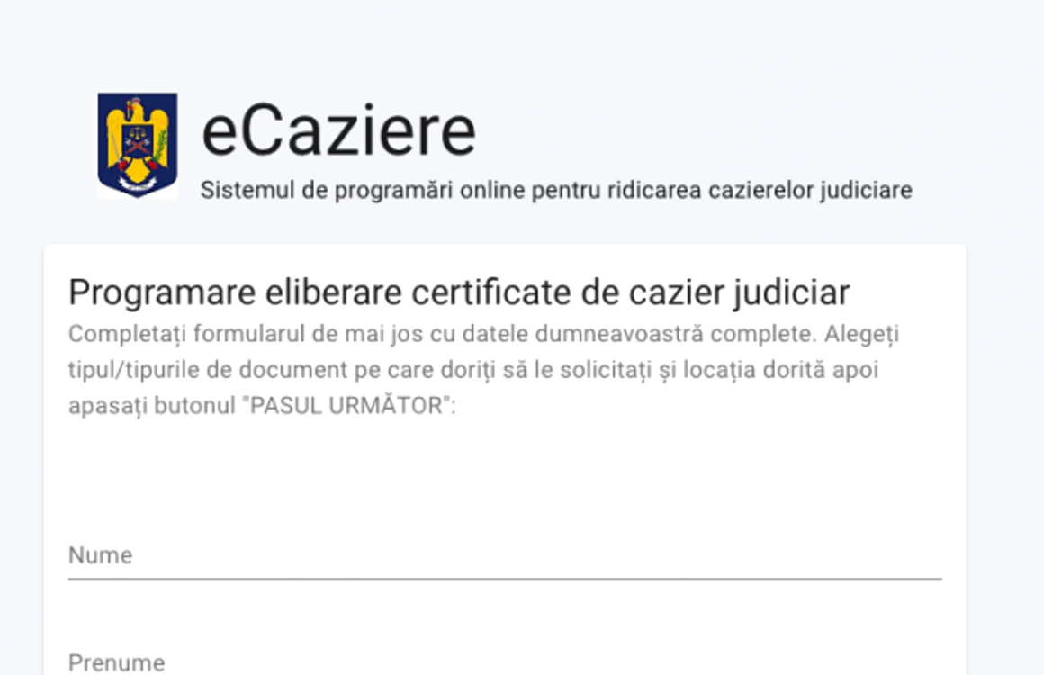 Programarea nu este transmisibilă şi este gratuită.  Foto: E-caziere.ro