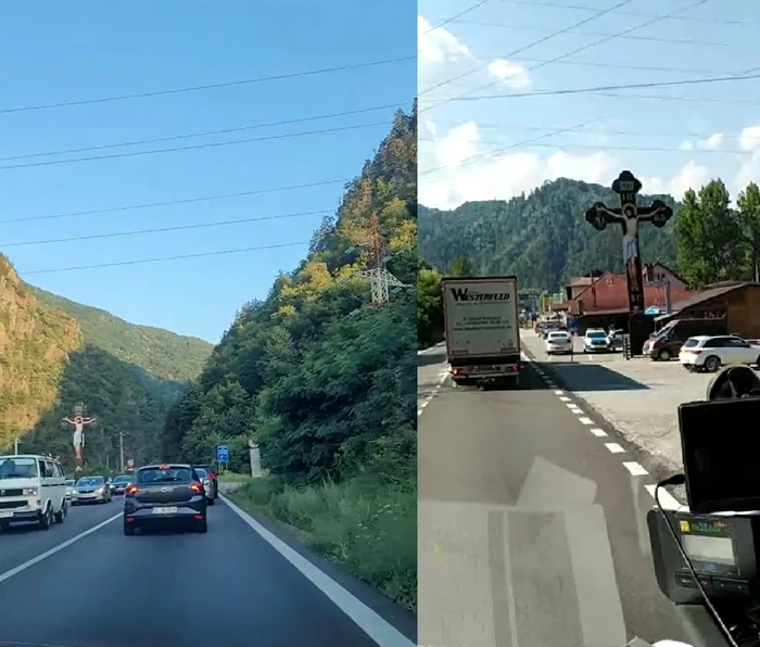 Crucea uriașă de pe DN 7 Valea Oltului de la Brezoi Vâlcea Colaj