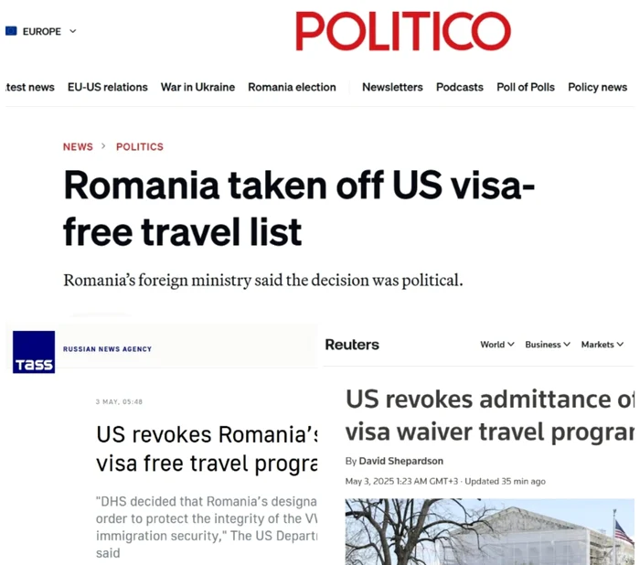 Publicațiile străine au scris despre excluderea României din VWP FOTO: colaj
