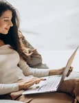 young business woman sitting cahir working computer jpg