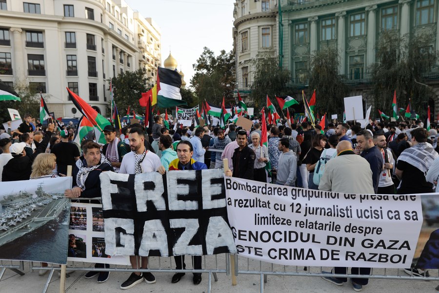 Marș de protest în semn de solidaritate cu poporul palestinian, în centrul Bucureștiului