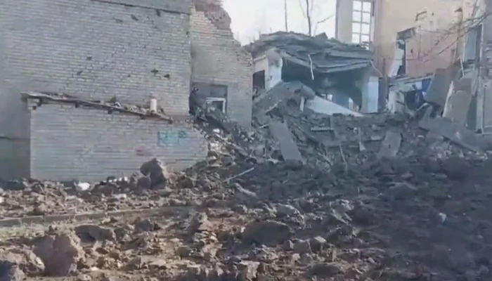 Urme ale unui bombardament la Kramatorsk FOTO Twitter