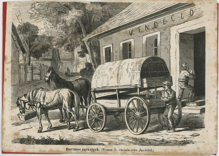 Cărăuși secui descarcă apă minerală, prima jumătate a sec. XX, Colecția J. Bielz (© MEB)