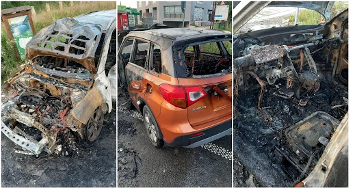 Autoturismul șefuluji Poliției de Frontiră Vișeu de Sus a ars în totalitateFoto: observatornews.ro