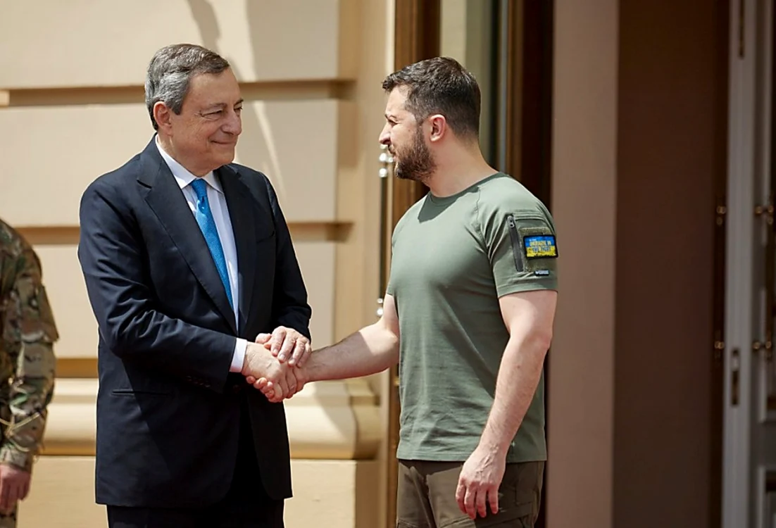 Mario Draghi în timpul vizitei în Ucraina FOTO Profimedia
