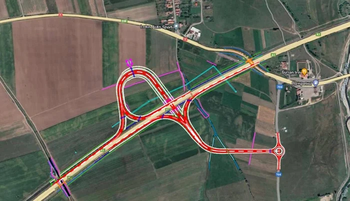 Schița viitorului nod rutier de pe A1 FOTO Adevărul