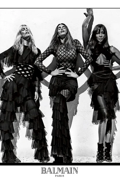 De la stânga la dreapta, Claudia Schiffer, Cindy Crawford și Naomi Campbell