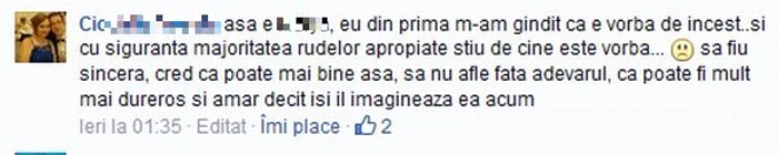 Una dintre amicele ei de pe Facebook i-a spus că bănuieşte acelaşi lucru