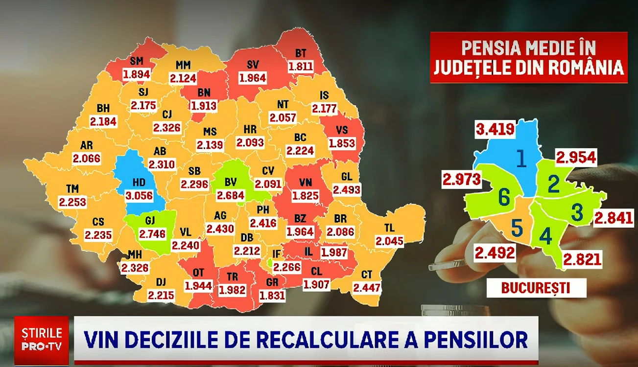 Harta pensiilor din România - Foto Captură Video ProTV