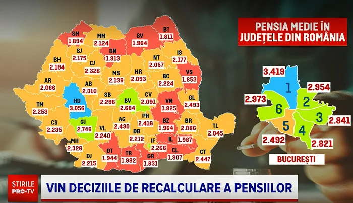 Harta pensiilor din România - Foto Captură Video ProTV