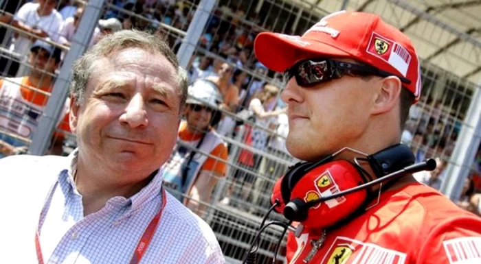 Jean Todt și Michael Schumacher, pe vremea când pilotul domina Formula 1. Foto Getty images