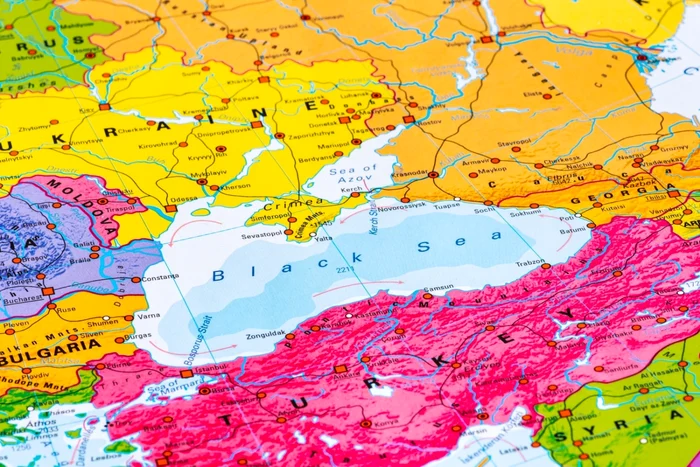 Hartă cu Marea Neagră și Marea Azov