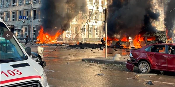 Atac cu rachete in Kiev FOTO Twitter / @EP_President