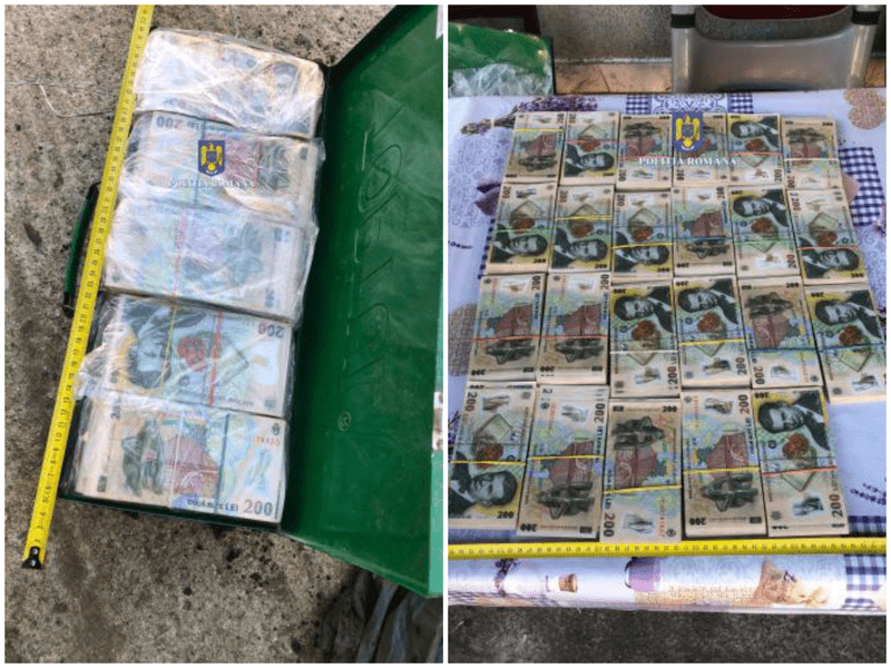 Valiză cu bani, îngropată în pământ, găsită de polițiști. Banii proveneau din furturi de cupru