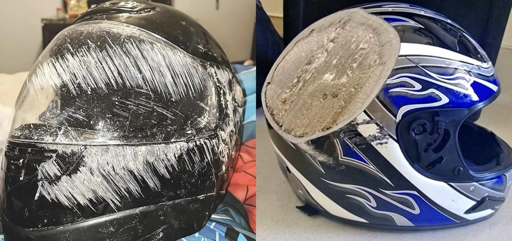 Cum arată casca unui motociclist care a supraviețuit miraculos după ce a fost târât de un autobuz: „I-a salvat viața”